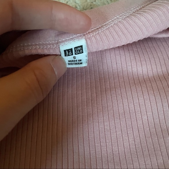 UNIQLO PINK RIBBED SHORT SLEEVES TEE - S - Picture 6 of 10